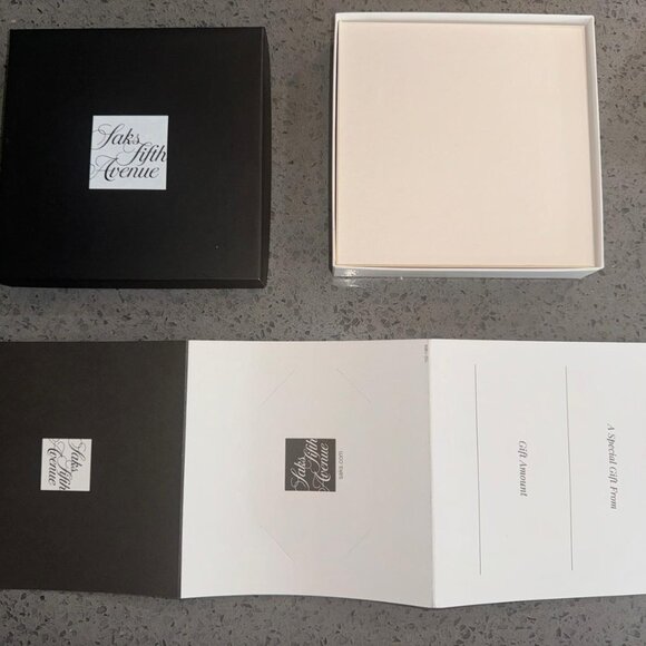 BRAND NEW Saks Fifth Avenue Gift Card Box 5" X 5"  Black & White - BOX ONLY - Picture 1 of 5